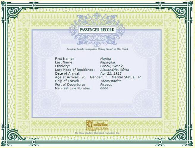 Marika P Elllis Island certificate April 21 1915.jpg